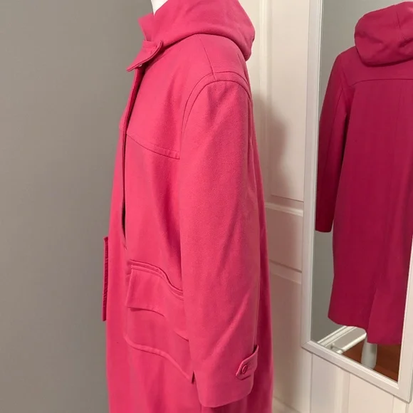 Isaac Mizrahi Hot Pink Wool-Blend Hooded Coat - Picture 5 of 14
